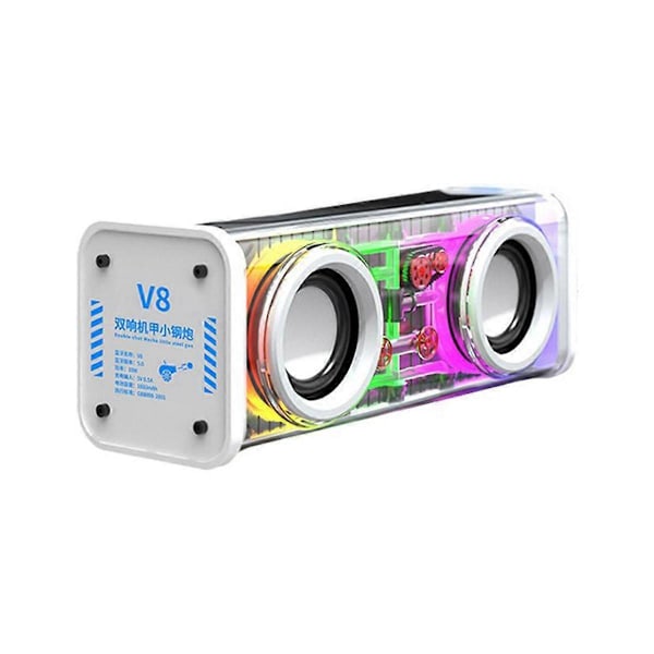 V8 Transparenta Bluetooth-högtalare RGB-ljus Trådlös Utomhus Sport Bluetooth Audio TWS Subwoofer S