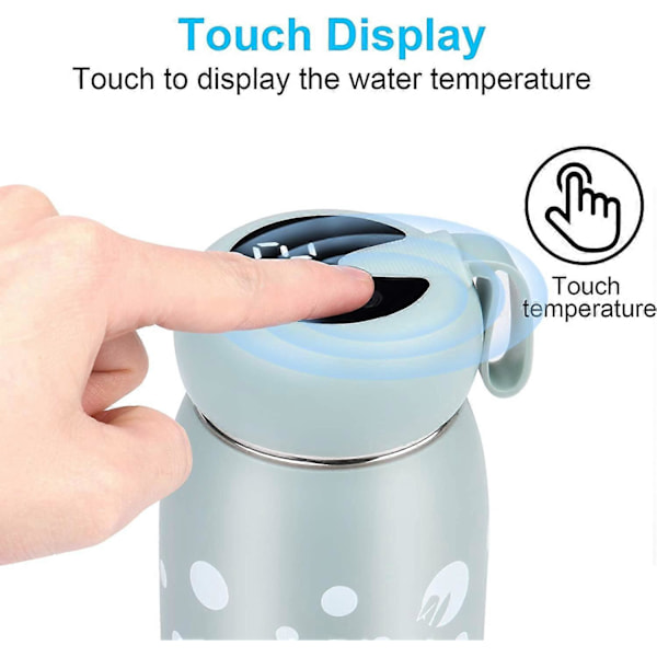 Rosa vannflaske for barn, 320 ml rustfritt stål isolert vannflaske med LED-temperaturdisplay, BPA-fri smart isolert kopp, egnet for reise