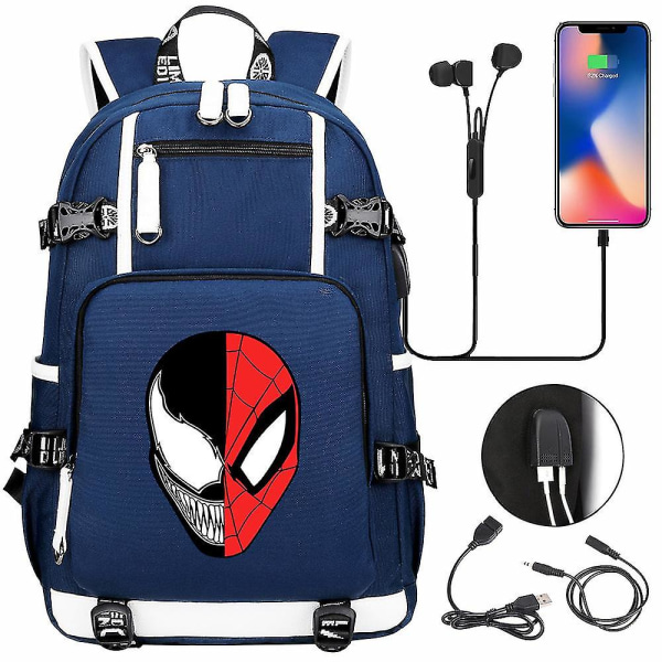 Venom Fashion Tryckt Usb Ungdoms Skolväska (1-11) Color-2