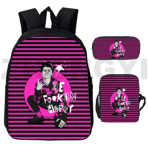 Cartoon Hazbin -reppu, miesten urheilukoululaukku, 3 osaa Hazbin25 3 Pcs Set 12 inch