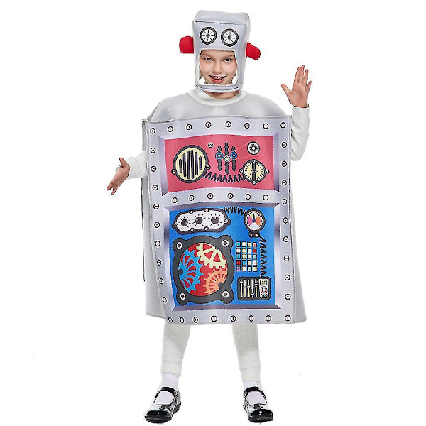 Unisex Barn Robot Kostyme Cosplay For Gutter Jenter Svampdrakt Tunika Hatt Morsom For 110-150cm