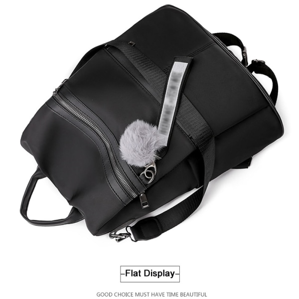 Vattentät ryggsäck för kvinnor Mode Reseryggsäck Mode Damer Casual Skolväska i nylon Black