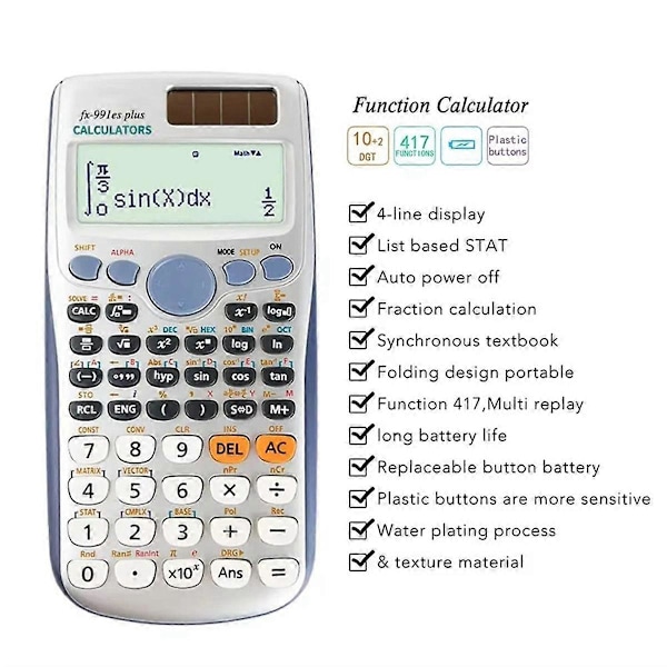 Funktioner Ingeniørvidenskabelig Lommeregner ABS 2-Linjers Solcellefunktion Lommeregner Standard Matematisk Lommeregner