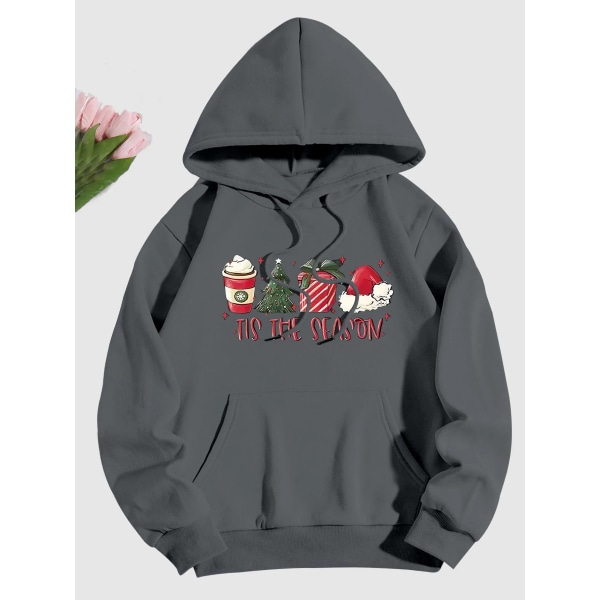 Julemønstret Genser Mote Karneval Party Dameklær Casual Sweatshirt Morsomt Mønster Party Dame Hettegensere Gray XS