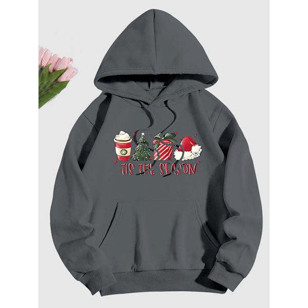 Julmönstrade tröjor Mode Karneval Party Damkläder Casual Sweatshirt Roligt Mönster Party Damhuvtröjor Burgundy XL
