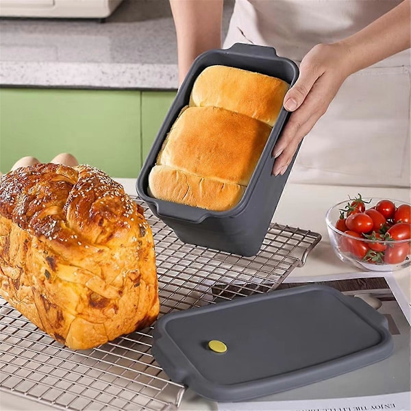 Silikon Sammenleggbar Toastbrødform Non-Stick Mini Brødform Lett Å Løsne Liten Toast Rektangelform f