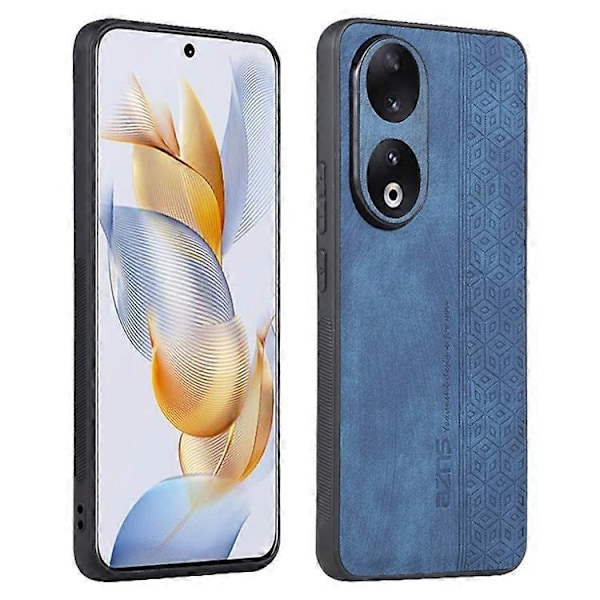 AZNS Kompatibel For Honor 90 PU Lær+TPU Telefondeksel Anti-Ripp Mønstret Skall Deksel Blue