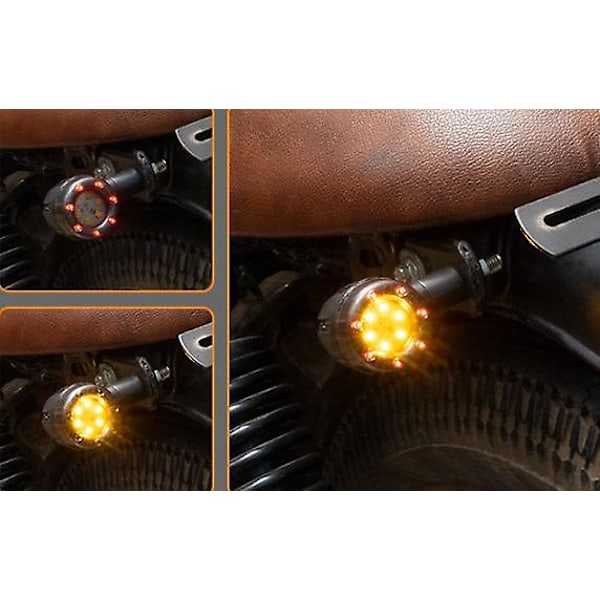 4 st Universal Motorcykel Blinkers Mini Bullet LED Blinkers Broms Bakljus Baklykta Lampa Körljus - Svart