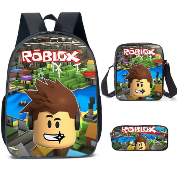 3 stk./sett Roblox Spill Barn Ryggsekk Tilbake til Skolen Skolesekk Picture color 16 Inches