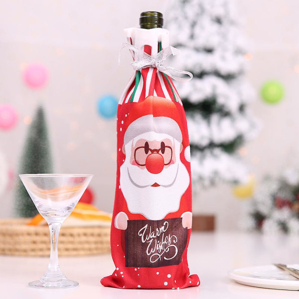 1 stk Kreativ Julevinflaske Sæt Dæk Ornament Juledekoration Til Hjemmet Julenavidad Deco Noel Nytårsgave 2022 Santa Claus1 Style12