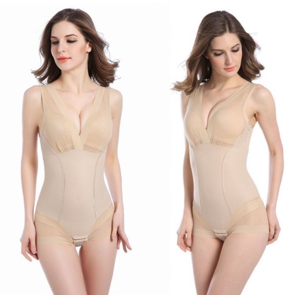 Shapewear Slim Fit Corset Stram Mave Kvinder Kjole Shapewear Mave Kontrol Vægttab Beige L