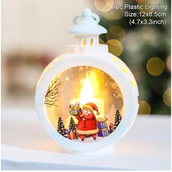 Valaistu joulun lumipallolyhty, paristokäyttöinen LED-yövalo koukulla joulukuusenkoristeilla lahjaideoita Santa Claus