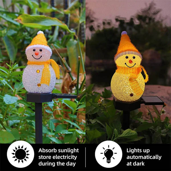 Vanntett Solar Snømannlampe Utendørs Snømann LED Hagelys Juleplen Snømann Landskapslys Jordplugglys orange