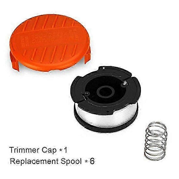 6x Spoler & Spolelokk Fr Black & Decker Gressrimmer Trimmer Trådspole