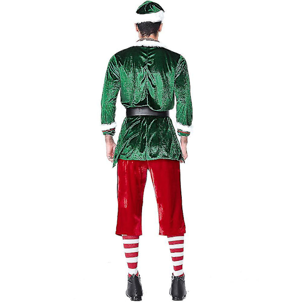 Långärmad Juldräkt Jultomte Outfit Förtjockad Vuxen Herr Party Show Älvdräkt Att Skicka Strumpor Hög Kvalitet XL