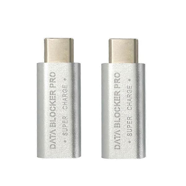 2 STK USB Type-C Data USB-C Adapter Understøtter Hurtig Opladning (50V/5A) Stop Datatyveri (Sølv)