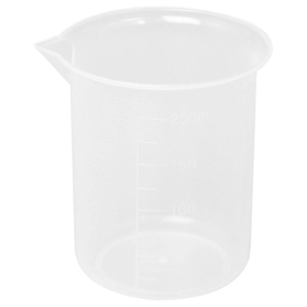 Kjøkken Lab Gradert Beger Klar Plast Målebeger Tykkere med Lokk Målekanne 200mL 2 stk