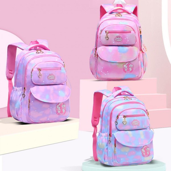 Jenter Ryggsekk Komfortabel Justerbar Gradient Farge Trykk Studentrekvisita Jenter Skolesekk Jenter Skolesekk Pink L