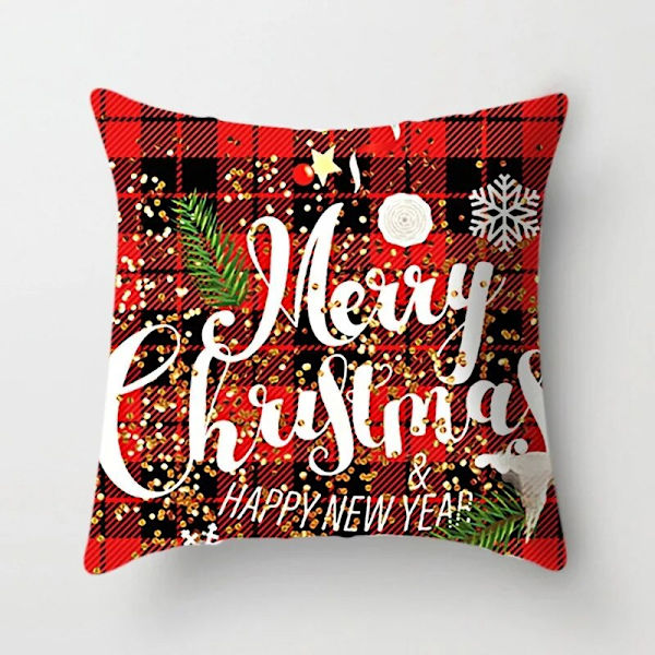 45x45cm Röd Vit Svart Rutig Jul Kuddfodral God Jul Ornament För Hemmet Jul Nyår 2023 Soffa Bil Kudde Överdrag Green