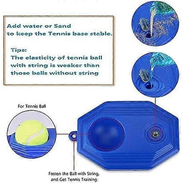 Tennistræner tennisboldtræner tennisbase med snor og 2 træningsbolde Selvstudie træning