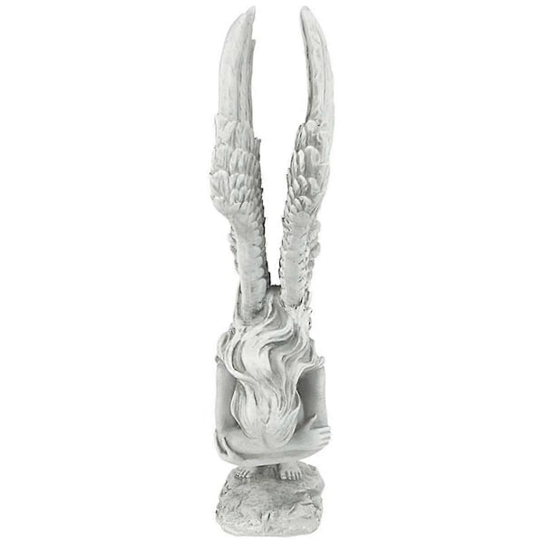 Hvite Engler Resin Cherubs Statue Figur, Bedårende Engel Skulptur Minnestatue Innendørs Hjem Dekorasjon