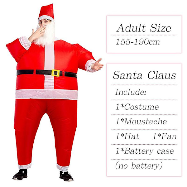 Uppblåsbar Tomtekostym för Vuxna Cosplay Jul Djur Anime Maskerad Ridande Ren Luftblås Karnevalskostymer Santa Claus