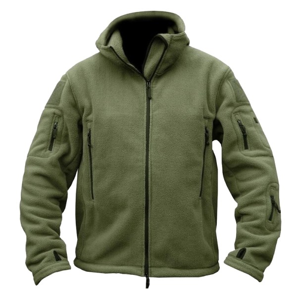 Mænds udendørs vandreture Hættefrakker Varm militær taktisk sport Fleece-hættetrøjejakke med flere lommer Army green 4XL