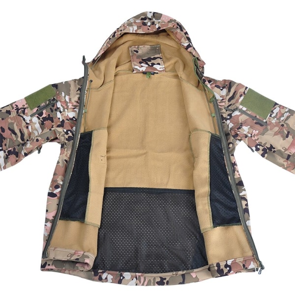 Jagttøj Soft Militær Taktisk Jakke Herre Kamp Vandtæt Fleece Herretøj Multicam Frakke Vindjakker Python pattern 4XL for 95-105kg