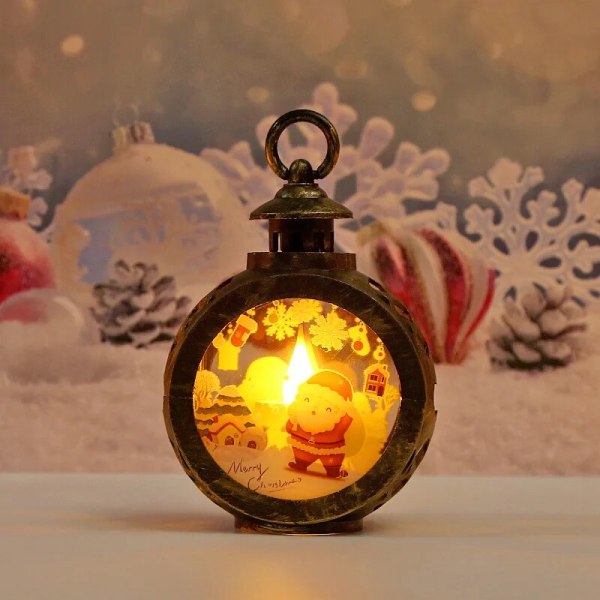 Joulun Led-kynttilänvalo Kannettava joululyhty Joulupukki Lumiukko Retro-kynttilä Liekitön LED-joulukynttilänvalo B