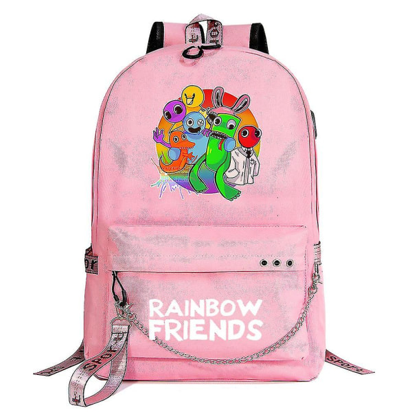 Rainbow Friend muoti rautaketju Oxford kangaskassi koululaukku vedenpitävä opiskelija koululaukku hengittävä pink