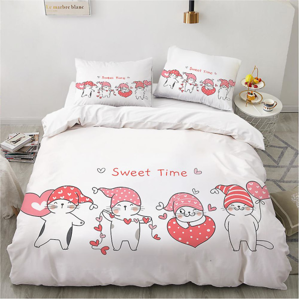 Tecknad Kitty Kung Drottning Påslakan Härlig Jul Husdjur Katt Sängkläder Set Djur Täcke Överdrag 2/3st Polyester Täcke Överdrag