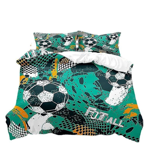 Jalkapalloprintti-vuodevaatesetti Pesäpallo Jalkapallo Koripallo Kuvio Pussilakanasetti Koti Makuuhuone Sisustus Vuodevaatteet W style 1 240*220three-piecesuit