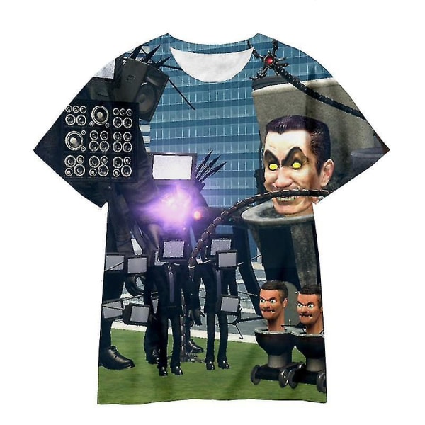 Skibidi Toalett T-shirt Anime Spelkläder Pojkar Flickor Kläder Mode Harajuku Tee Sommar 3d Tryck Barn T-shirt Streetwear Toppar 140CM White shirt