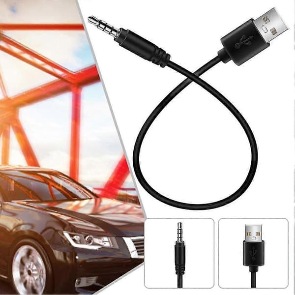 3,5 mm AUX lyd til USB 2.0 han opladerkabel adapterledning til bil M