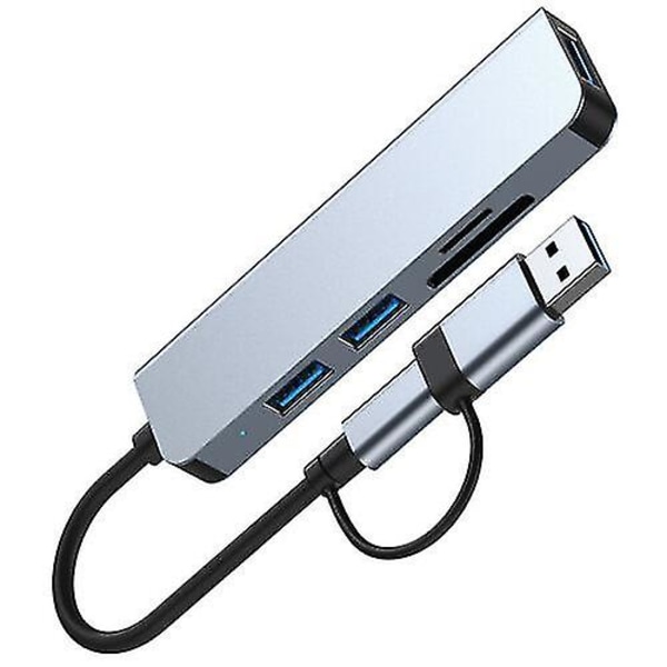 7-i-1 Dockingstasjon USB-C Aluminium Lading USB 3.0 HDMI-kompatibel PD/TF-kort