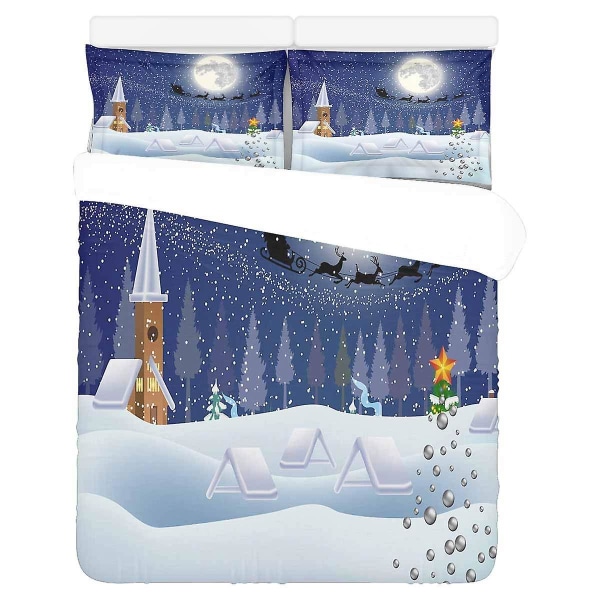 3 delar Set Vinter Snow Moon Cover med 2 örngott för hem Sängrum dekoration