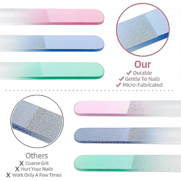 Nagelfil, Glasnagelfil, Premium Glasnagelfil med Fodral, Kristallnagelfil, Professionell 3-pack