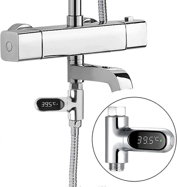 Digital Duschtermometer LED Roterande Självgenererande Vattentermometer 360 Grader Med Indikator Timer 3 Färger