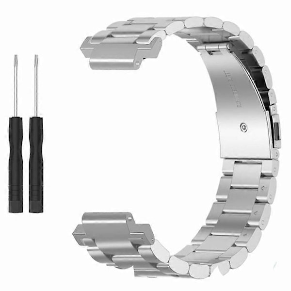 Kompatibelt för Garmin Forerunner 220 / 230 / 235 / 735XT / 620 / 630 Klockarmband 3-pärlor Solid Metallarmband Silver