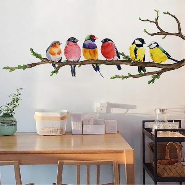 Fåglar Gren Väggdekaler Mural Konst Dekal Tapet Hem Väggdekor