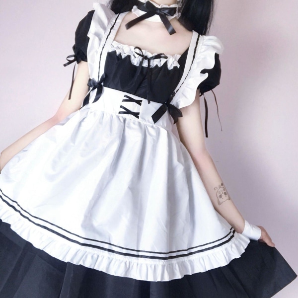 2022 Musta Söpö Lolita-piikatytön asu Tytöt Naiset Ihana Piika Cosplay-asu Animaatioesitys Japanilainen asu Mekko Vaatteet blue L