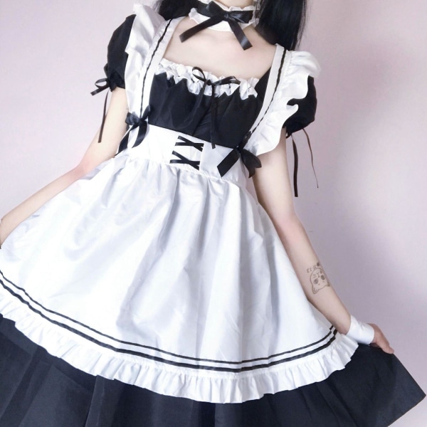 2022 Sort Sød Lolita Maid Kostumer Piger Kvinder Lovely Maid Cosplay Kostume Animation Vis japansk outfit Kjole Tøj black XL