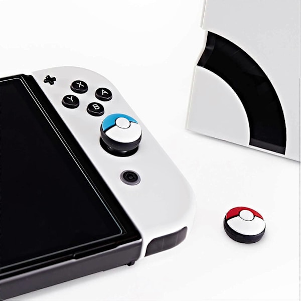 Tumgrepp Set Joystick-skydd Röd+Blå, 2 Par Kompatibla med Nintendo Switch/OLED/Lite Konsol, Silikon Analog Stick-skydd för Switch-kontroller