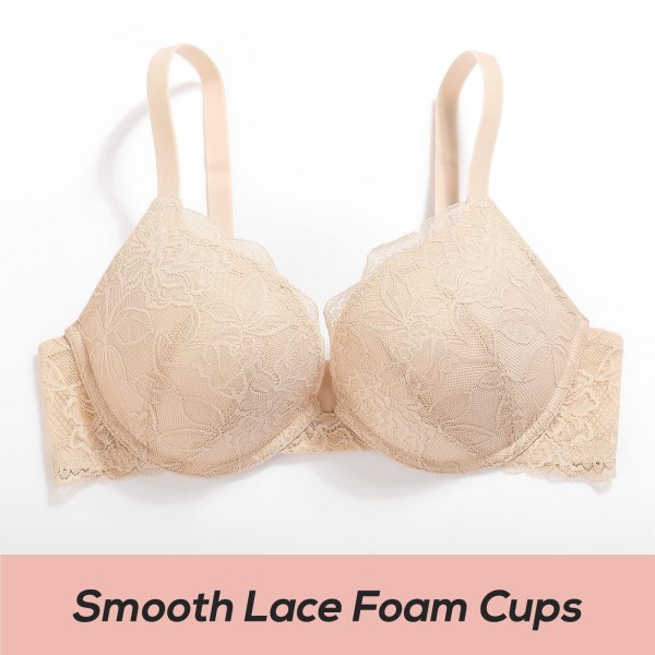 Push Up Blonde BH i Store Størrelser med Dyb V-udskæring til Kvinder Rose White04 B