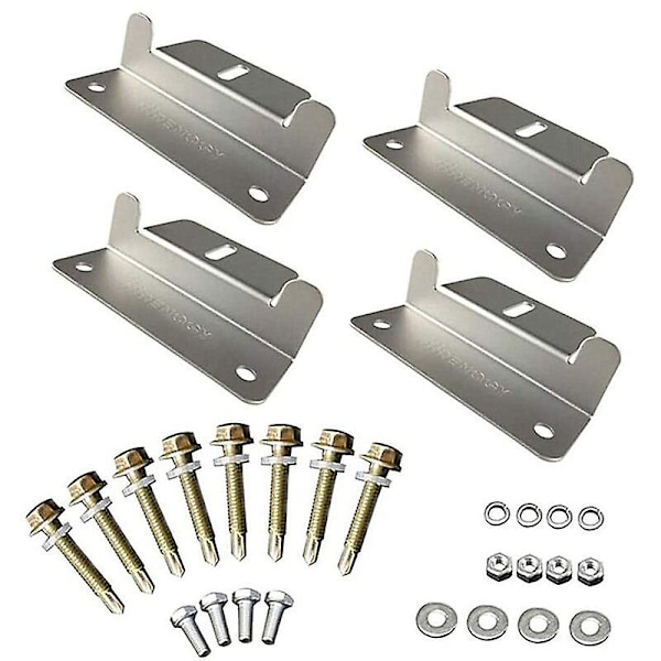 Solpanelklämma Aluminiumlegering Monteringsfäste med Skruvar och Muttrar för Husbil Båttak 4 Stycken