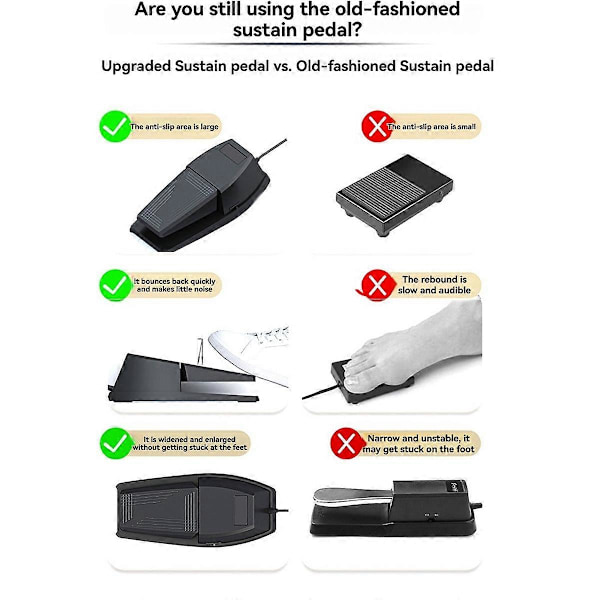 Sustain Pedal Universal Skridsikker Fodpedal til Synthesizer Klaverer og Keyboards