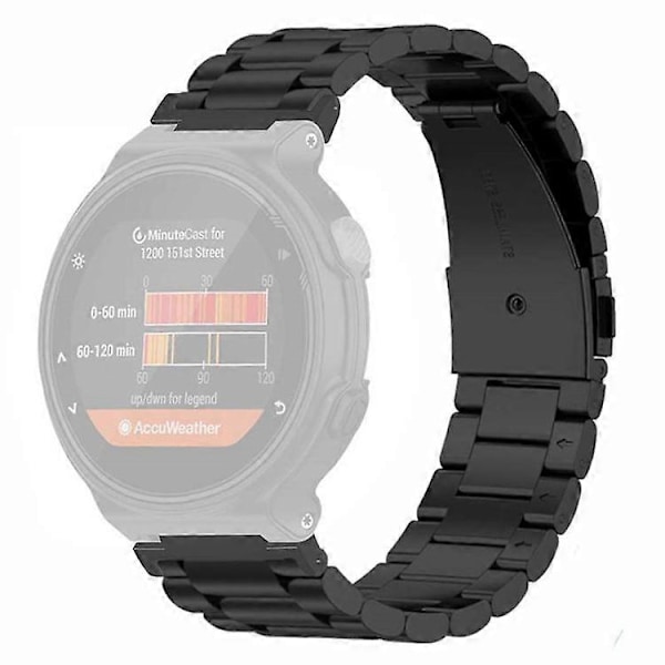 Kompatibelt för Garmin Forerunner 220 / 230 / 235 / 735XT / 620 / 630 Klockarmband 3-pärlor Solid Metallarmband Black