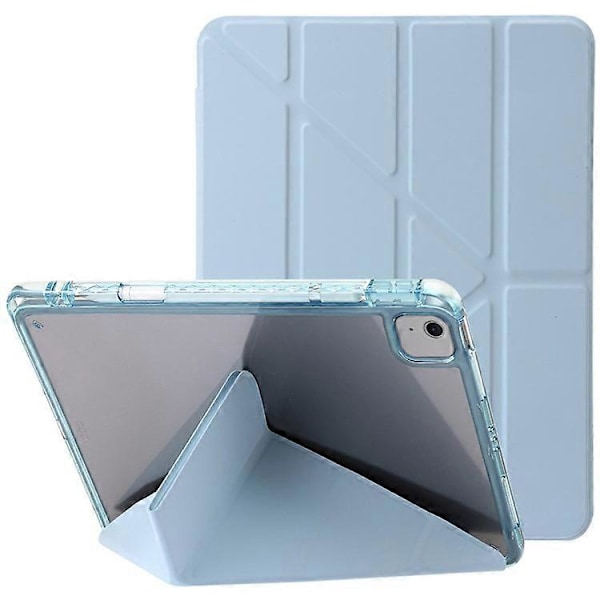 Yhteensopiva iPad Air 11 (2024) Kotelo PU Nahka Origami Jalusta Läpinäkyvä Tablettisuojus LightBlue