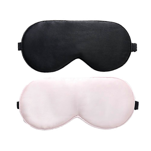 2-pak Naturlige Rene Silke Øjenmasker med Justerbare Stropper (Sort, Pink)