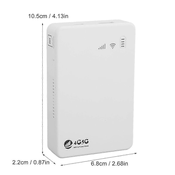 4G LTE & 5G Ulåst Mobilt WiFi Hotspot 300Mbps Router med SIM-slot, Understøtter 10 Enheder, 10000MAh